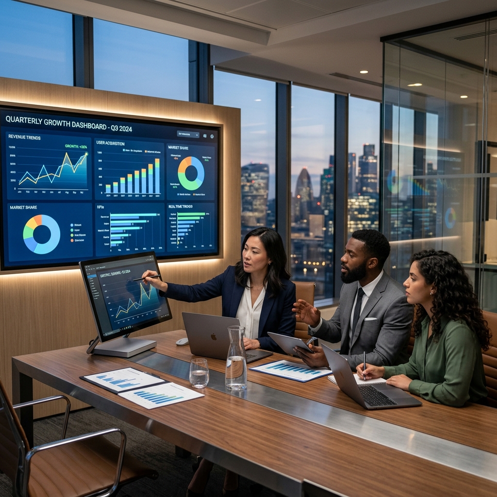 Business Growth Analysts reviewing reports